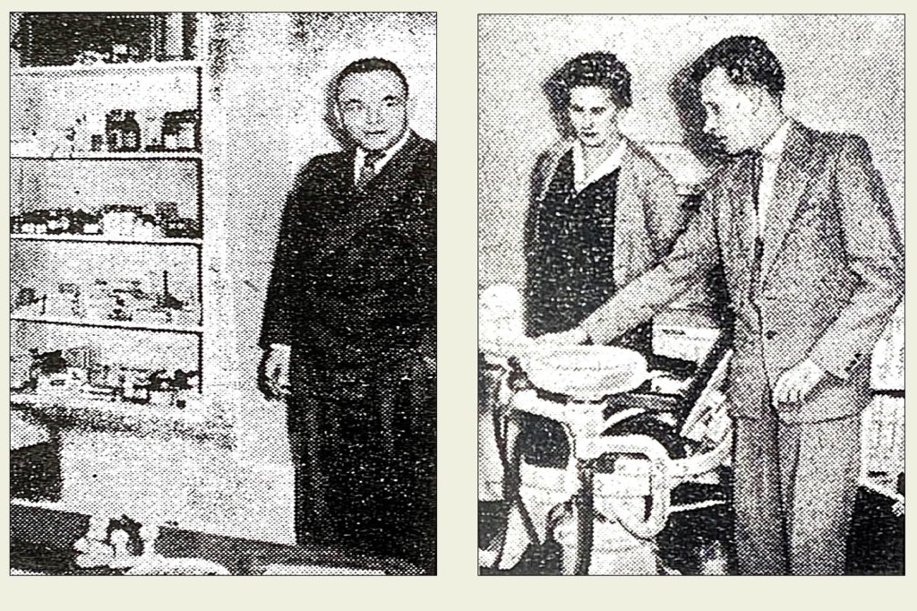 Zwei Zeitungsausschnitte nebeneinander, die Bilder zeigen in schwarz-weiß Dr. med. Heinrich und Zahnarzt Handtke